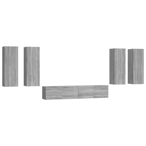 vidaXL Ensemble de Meubles TV 6 pcs Centres de Divertissement Armoires Multimédia Meubles de Salle de Séjour Intérieur Sonoma Gris Bois d'Ingénierie