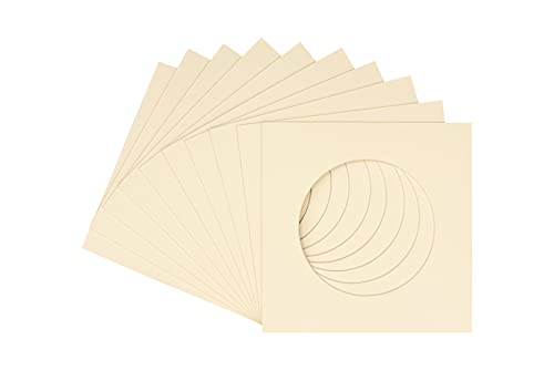 Textured Cream Acid Free 30x30 Circle Picture Frame Mat with White Core Bevel Cut for 26x26 Pictures - Fits 30x30 Frame - Pack of 1 Matboard Show Kit With Acid Free Backing & Clear Bag