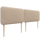 DHOME Cabecero Tapizado Liso Redondeado Polipiel con Patas para Pared Acústicos Cabeceros Absorbentes Cabezal Cama Dormitorio (Beige, 180cm Dual)