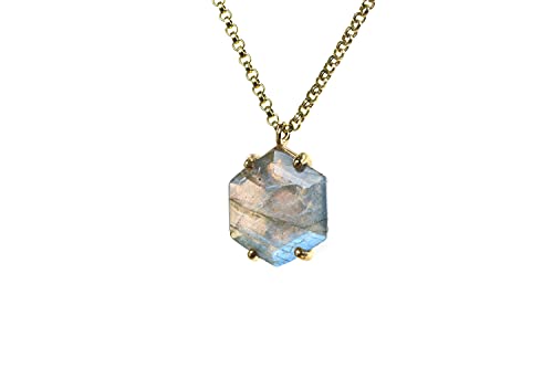 Colliers de cristaux hexagonaux en labradorite pour femme adepte de lithothérapie