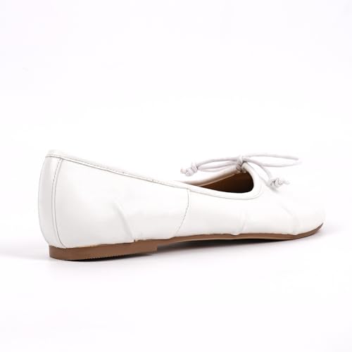 VERISSON Women's Tabi Shoes Flats Pleated Leather Cute Bowknot Ballet Flat Dress Casual Shoes with Split Toe Design3