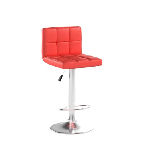 Image of Homall Bar Stools Modern PU Leather Adjustable Swivel Barstools, Armless Hydraulic Kitchen Counter Bar Stool Extra Height Square Island Barstool with Back Set of 2 (Leather, Red)