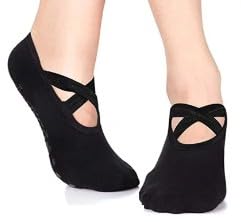 1Pair Black Yoga Socks with Grips Pilates Socks for Women Non-Slip Workout Socks D1-2306-YJW,Active,Athletic Socks,Women's Yoga Socks,Women's Athletic Socks