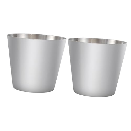 Luxshiny 2pcs Stainless Steel Snack Juice Cup Compact French Fry Holder for Home Restaurant Hotel and Parties Material for Cold Drinks and Snacks Silver