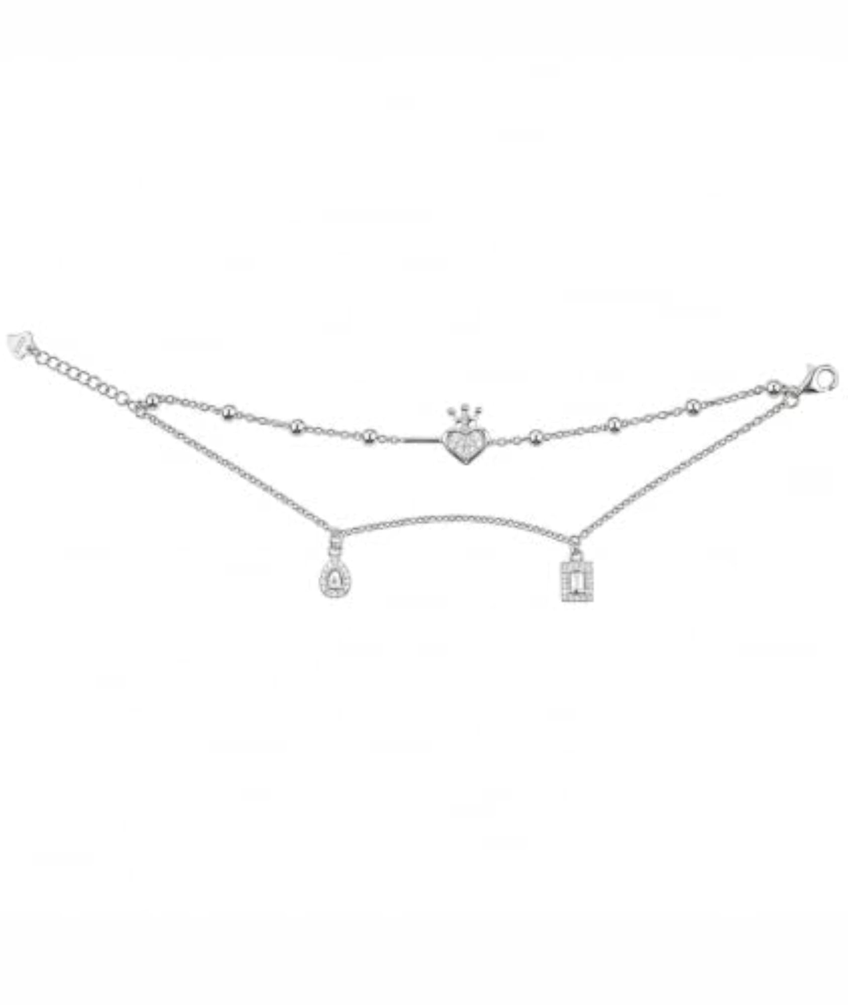 925 Sterling Silver Double Layer Charm Bracelet, Elegant Gift