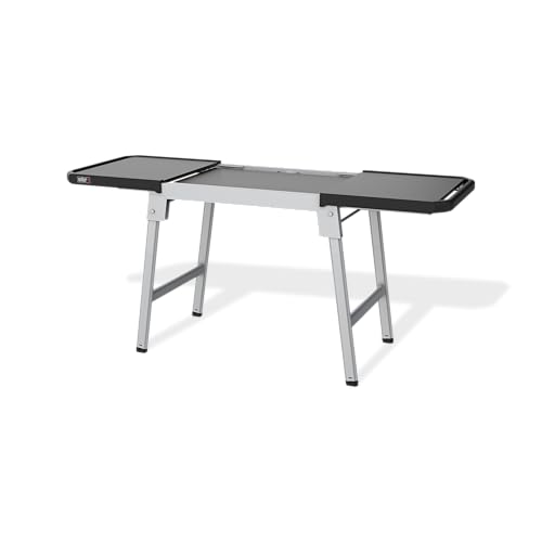 Weber Expandable Stand Collapsible Adjustable Grill & Griddle Stand with Dual Side Tables and Weber Works Accessory Rails for Portable Outdoor Cooking