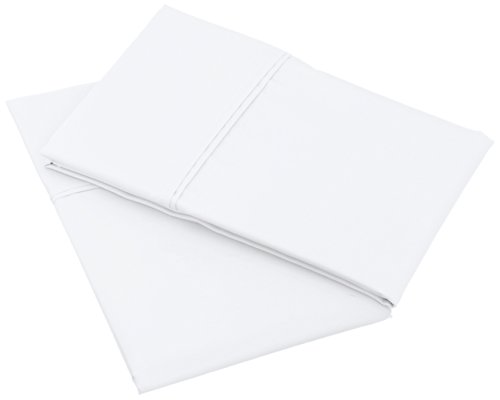 Image of Amazon Basics 400 Thread Count Soft 100% Cotton Pillow Cases, Wrinkle Resistant, Sateen Weave, King Size, 40 inch x 20 inch, Machine Washable, White, Set of 2, Pillows Not Included