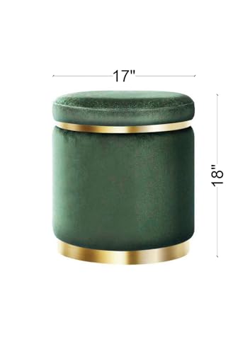 Image of Paamwood Velvet Sitting Stool - Luxurious Ottoman Footrest for Bedroom & Living Room, Wooden Sofa Side Stool, Makeup Chair, Pouf for Home & Office Decoration (Green Pack of 6)