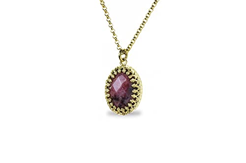 Collier en rhodonite ovale vintage pour sublimer vos tenues d'été