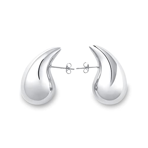 Ascona Earring Dupes Chunky Gold Hoop Earrings For Women, Lightweight Hollow Open Hoops Waterdrop Tear Drop Dangle Earrings, Hypoallergenic Gold Earrings Fashion Trendy Jewelry For Women Girls (Silver) #TOP7