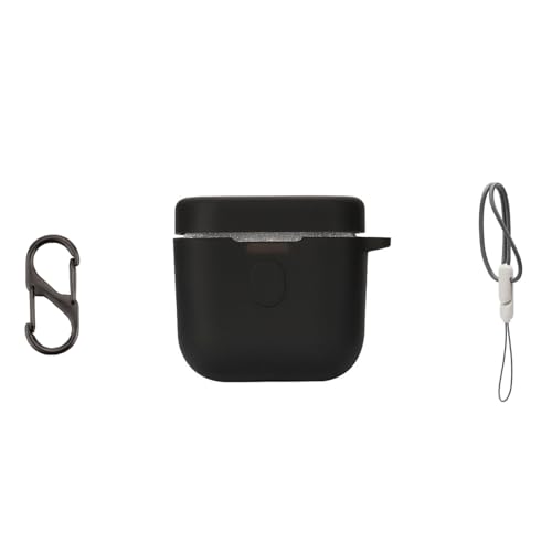 DAYJOY Soft Silicone Protective Case Cover Compatible with B&W/Bowers&Wilkins PI7/PI5 S2 Earbuds, Protective Skin Sleeve with Key Chain (Black)