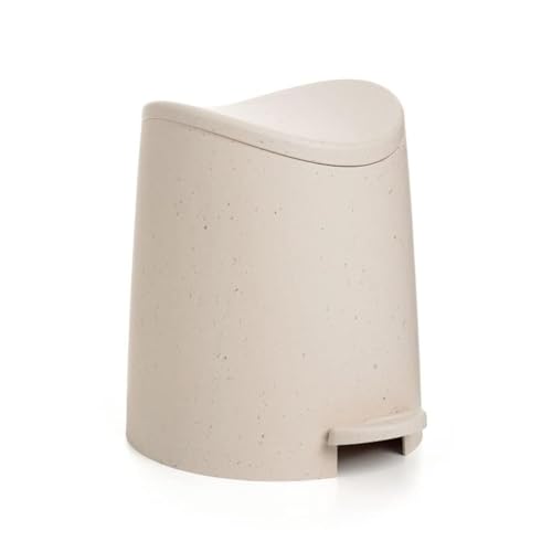 Superio Eco-Friendly Small Plastic Bathroom Trash Can with Lid 3 Liter Modern Curved Step On Trash Can with Foot Pedal, Mini Kitchen Waste Bin, Durable and Soft Close for Bedroom, Office, Under Desk