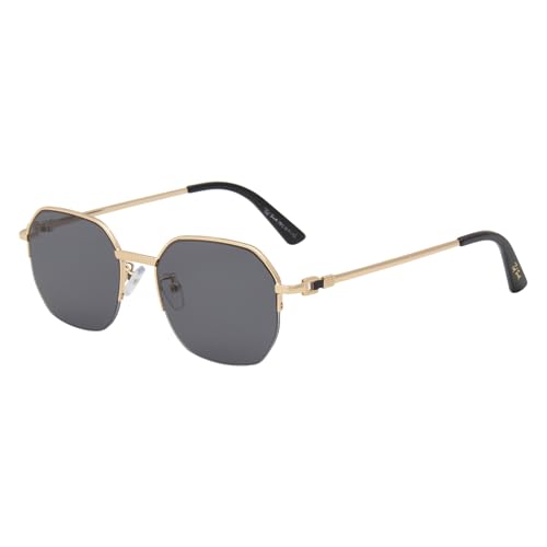 Image of Ted Smith Iconic Hexagonal Grey Sunglasses for Mens Womens
