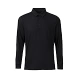 Long Sleeve Polo Shirts for Men Dry Fit Performance Mens Tactical Golf Polo Quick Dry Moisture Wicking 3 Button Closure Black M