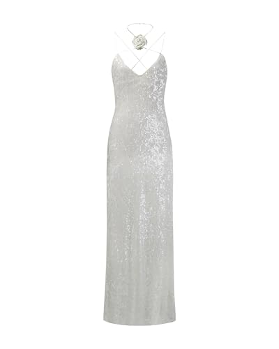 slim fit dress slacks Rent Topshop Metallic Keyhole Elasticated Maxi Dress In Silver main image 0
