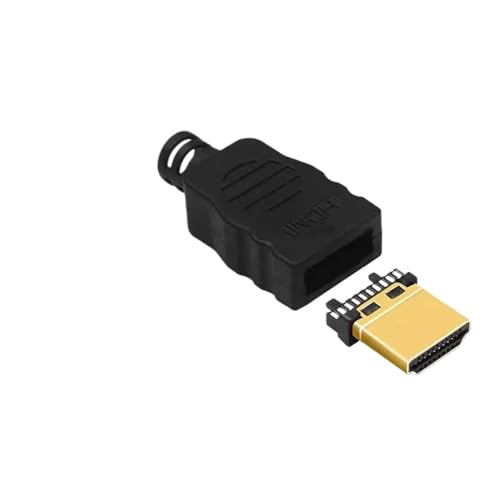 1-2 juegos de conectores HDMI macho soldados con chapado en oro HDMI con carcasa de plástico, kit de reparación de conectores HDMI de soldadura (1 juego)