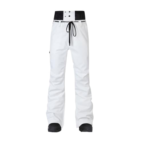 TDHLW Women's Snow Ski Pants Insulated Winter Outdoor Waterproof Windproof Snowboarding Pants Snow Sport Ski Pants,White,L