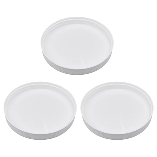 The Kombucha Company - 3-Pack White Plastic Lids for 1 Gallon Wide Mouth Glass Jars – 110mm (4.33
