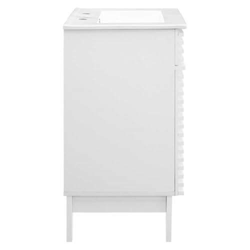 Modway Render Mid-Century Bathroom Vanity with Sink in White White