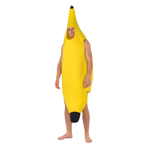 KEQAR Costume a banana, costume da banana, da uomo, unisex, divertente, per carnevale, Halloween, per adulti