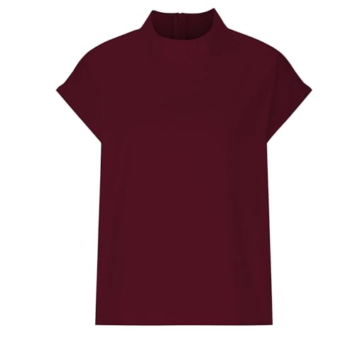 Cotton Linen Shirts for Women Summer Casual High Neck Cap Sleeve Tops Tee Trendy Soft Comfy Business Work Blouses3