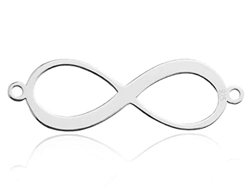 Sadingo Infinity Connecteur de bijoux en argent 925 (1 pièce 30 x 9 mm) - Bracelet macramé - Intercalaire - Pendentif bricolage - Couleur : argenté Cover
