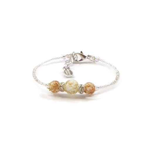 Sospiri Venezia - Bracciale da Donna con 3 Perle di Vetro Murano, Braccialetto Originale, Gioiello Ideale per Regalo, Made in Italy con Certificato (bianco)