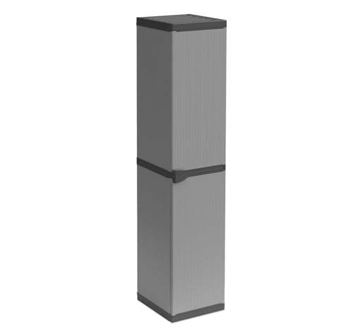 BuyStar Armadio Alto 1 Anta da Esterno 34x40x165h cm, 3 Ripiani Interni Regolabili - Sistema a Incastro, Senza Viti, Idrorepellente, Robusto, Garage, Terrazzo, Officina - Made in Italy