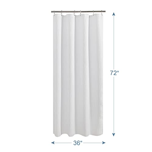 Image of AmazerBath White Waffle Shower Curtain, 36x72 Inches, Fabric Stall Curtain With Waffle Weave, Hotel Quality Bathroom Shower Curtains