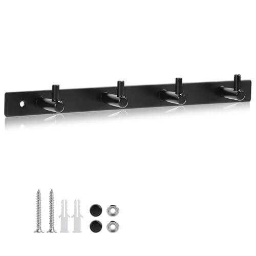 Efuturetime Perchero negro con 4 ganchos