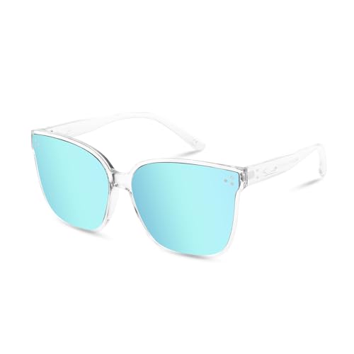 Lunettes de soleil femme surdimensionnées Sumato verres miroir protection UV400 bleu