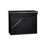 Magazine Newspaper Mailboxes Wall Mounted Iron Lockable Weatherproof Post Box 36x31x10cm Door Letterboxes (color : Matte Black)