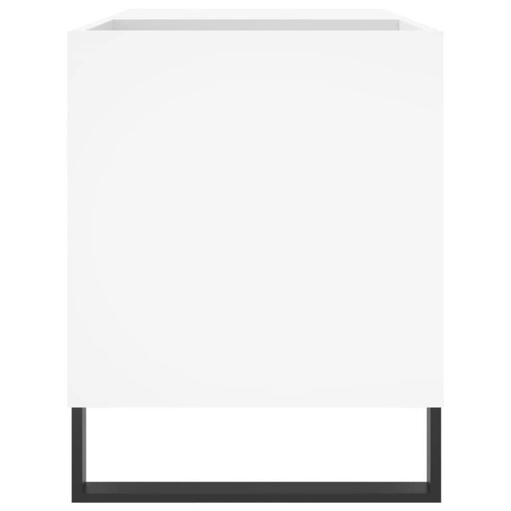 Szafka panelowa, biała, materiał drewnopochodny, 85 x 38 x 48 cm, z żelaznymi nogami, miejsce do przechowywania płyt gramofonowych i winylowych, stabilna półka na gramofony, nowoczesne