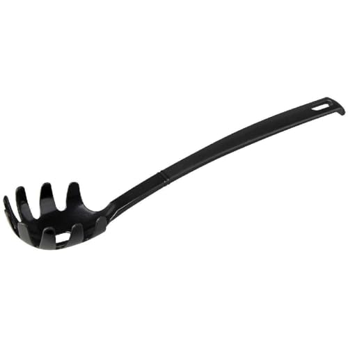 Fackelmann Nero Spaghetti, Plastic Kitchen Utensil, Pasta Spoon for Coated Pans and Pots (Colour: Black), Quantity: 1 Piece, 30 cm