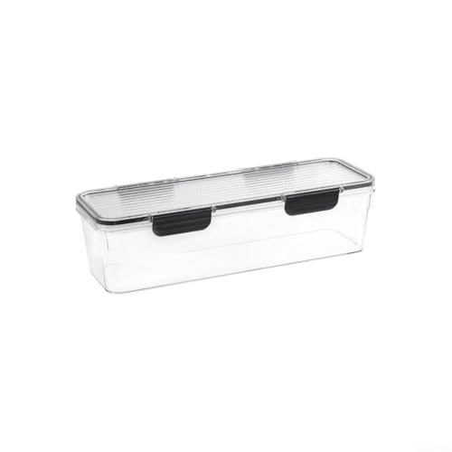 Image of Plastic Storage Containers with Lids for Stackable Kitchen and Refrigerator Use Clear Food Safe Bins to Store Pasta Noodles Garlic Cilantro Easily (Small Black)