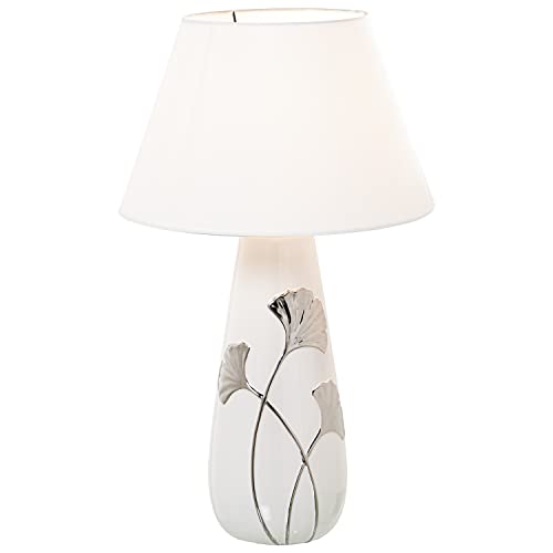 Lampe céramique blanche et argent salon grand modèle E27