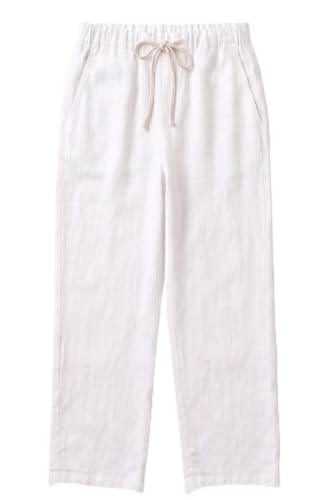 Image of White Khadi Cotton Men's Pajama Pants Size 32 | Elastic Waistband, Drawstring Closure, Relaxed Straight-Leg Fit, Side Pockets, Handspun Texture
