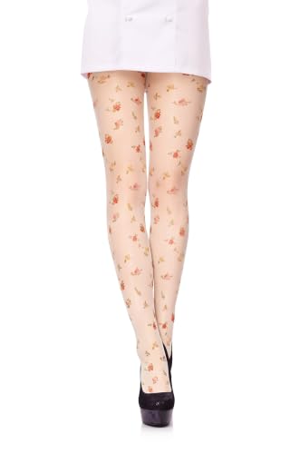 Image of Benefeet Sox Women Sheer Tights Floral Patterned Sheer Nylon Pantyhose