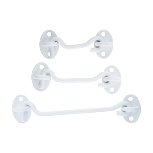 Pestillo de ojo gancho blanco de acero inoxidable resistente para puerta con tornillos 5