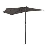 Outsunny Sombrilla 269x138x236 cm Medio Parasol con Manivela Gris