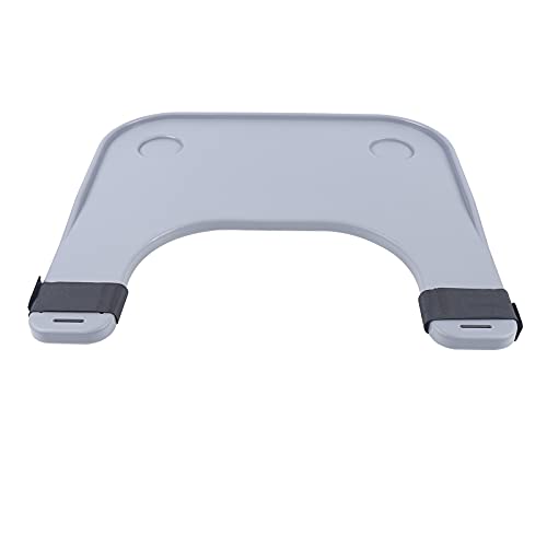 Mesa de comedor para silla de ruedas, bandeja para silla de ruedas, con 2 portavasos, extraíble, estable, resistente al agua, para comer, escribir, trabajar, descansar, 58 x 52,5 cm, gris