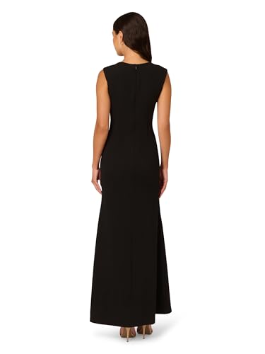 Image of Adrianna Papell Women's Beaded Crepe Long Dress, Black, 10
