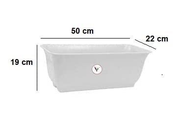 VINSHRA Rectangular Plastic Flower Pots with Bottom Tray, White, 20 Inch, 2 Pieces Window Planter, Make Garden, Vegetables, Flowers, Fruits Gardening Pot,Gamla, Indoor/Outdoor Pots for Balcony, Lightweight, Weather Uv Resistant, Durable