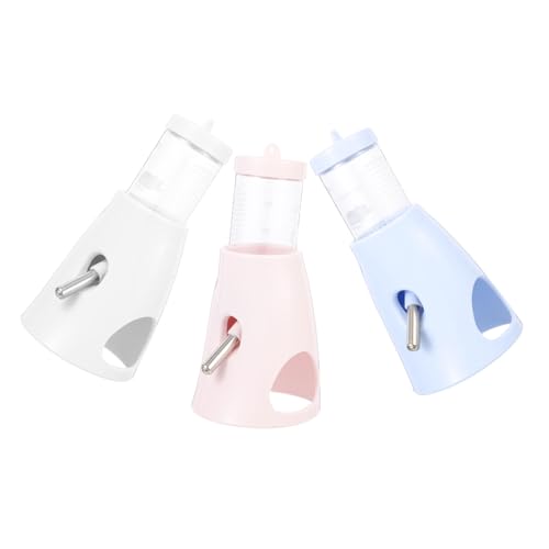 KOCKSHION 3個 漏れ防止設計ポータブル飲み水器 軽量コンパクト給水ボトル 小動物用スタンド付き ハムスター用水補給器 迅速設置可能 うさぎ