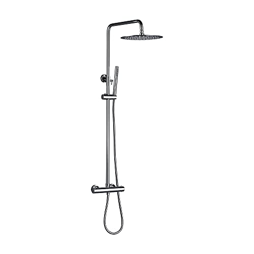 Robinet de douche thermostatique noir ensemble complet pluie - 3