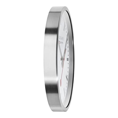 Mondaine Wall Clock 40Cm - Official Swiss Railways Clock Red Second Hand Aluminium Casing Dust Resistant - Different Variations, Silver, 400Mm, Classic #TOP2