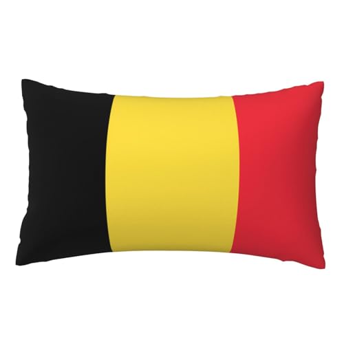 Taie d'oreiller en velours doux avec fermeture éclair dissimulée Motif drapeau de la Belgique 33 x 53 cm