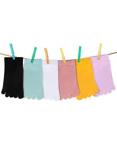 Image of Bencailor 6 /12 /32Pairs Women Toe Socks Five Toe Cotton Socks Ankle Sock with Toes Separated for Women Men Athletic Running