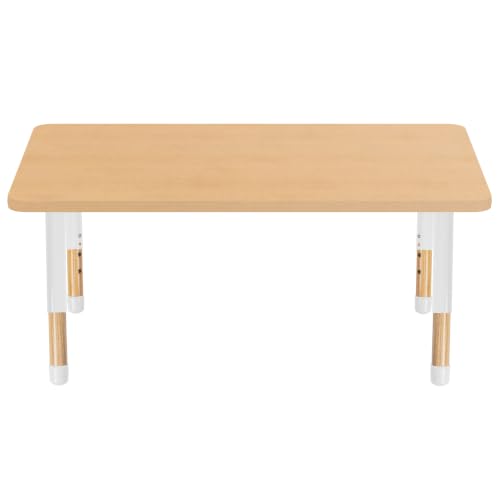 Image of 30 inch x 48 inch Rectangle Kids Classroom Table with Adjustable Chunky Wood Legs