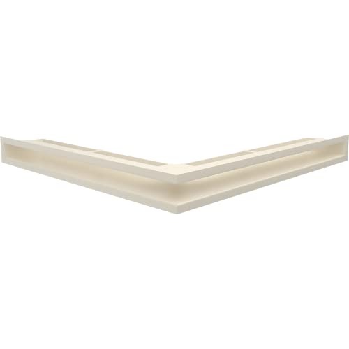 KRATKI Luft Air Vent Grille for Fireplaces Corner Grid with Covered Air Inlet at 45 Degrees Angle Front with Concealed Joints Powder Coated Steel 56x56.6x9cm Cream